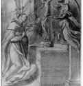 Святой Фома Аквинский молится перед Распятием. 1600 - 264 х 200 мм Перо и отмывка коричневым тоном, на белой бумаге Оксфорд Галерея Крайст чёрч Италия