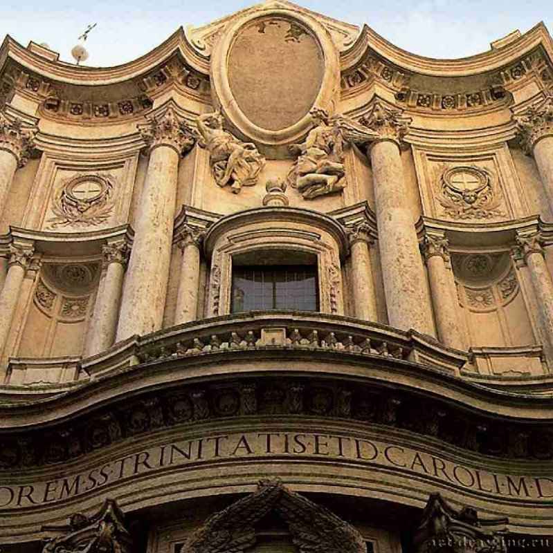 Церковь Сан Карло алле куатро фонтане. Фрагмент фасада. 1664-1667 - Рим. Италия.