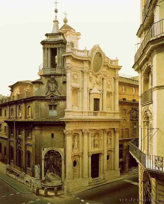 Церковь Сан Карло алле Кватро Фонтане. Фасад. 1665-1667 - Рим. Италия.