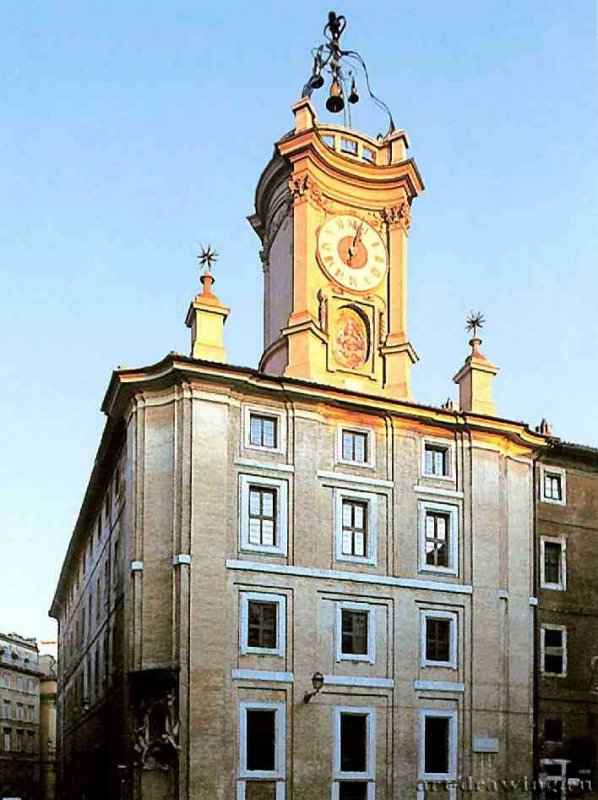 Оратория св. Филиппо Нери. Боковой фасад. Вид с виа Папалис. 1638-1650 - Рим. Италия.