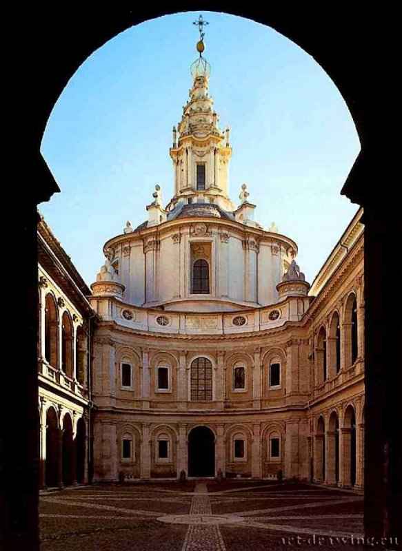 Церковь Сант Иво алла Сапиенца. Главный фасад. 1646-1665 - Рим. Италия.