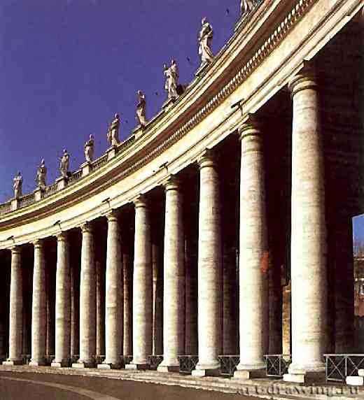 Площадь св. Петра. Деталь аркады. 1656-1657 - Рим. Италия.