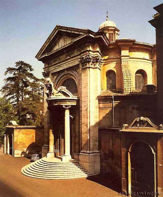 Церковь Сант Андреа аль Квиринале. Фасад. 1658-1661 - Рим. Италия.