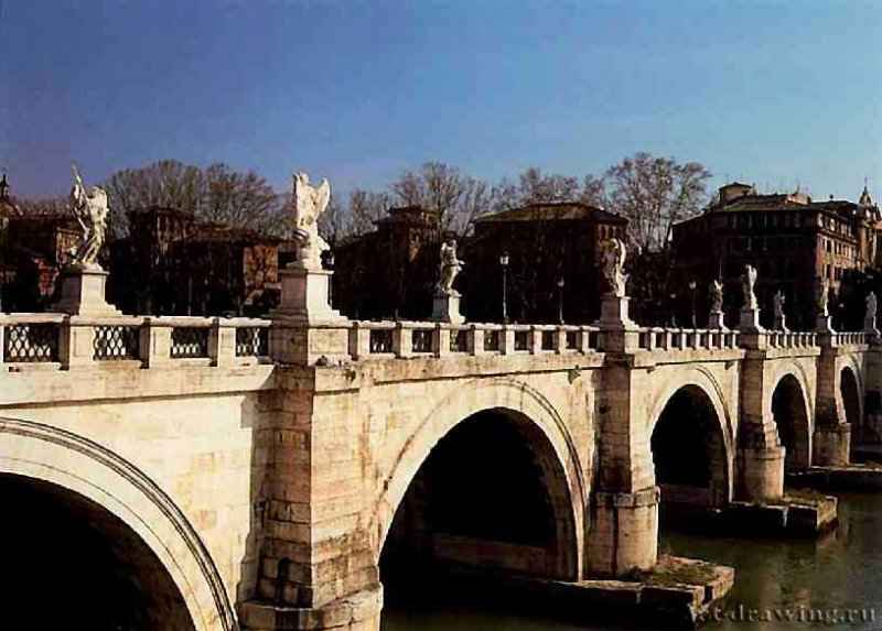 Понте дельи Анджели. 1667-1668 - Рим. Италия. Мост Понте дельи Анджели на виа Папалис - важнейший связующий элемент между Ватиканом и центром Рима.