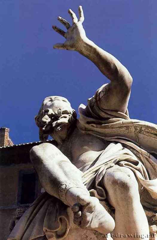 Пьяцца Навона. Деталь фонтана Четырех рек - Рим. Италия.