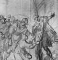 Архангел Рафаил отклоняет подарки Товия. 1622 - 393 х 277 мм Сангина и отмывка красным тоном, на белой бумаге Великобритания Частное собрание Италия