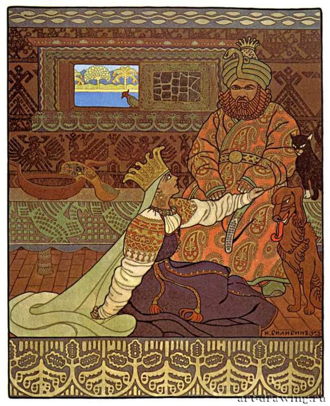 Царь и царица. Иллюстрация к былине "Вольга", 1903 г. - Россия.