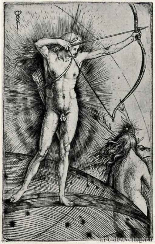 Аполлон и Диана. 1480-1514 - 161 х 100 мм. Резцовая гравюра на меди. Лондон. Британский музей, Отдел гравюры и рисунка.