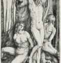 Трое обнаженных мужчин, привязанных к дереву. 1480-1514 - 160 х 100 мм. Резцовая гравюра на меди. Лондон. Британский музей, Отдел гравюры и рисунка.