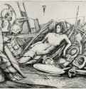 Богиня победы среди трофеев. 1480-1514 - 140 х 194 мм. Резцовая гравюра на меди. Лондон. Британский музей, Отдел гравюры и рисунка.