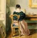Жена художника, 1844. - Акварель. 14,1 x 9,6. Будапешт. Венгерская национальная галерея. Венгрия.