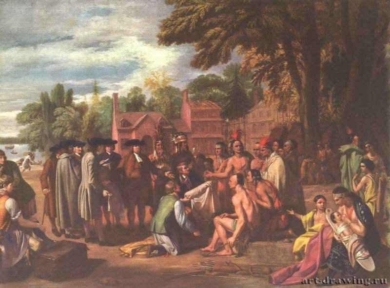 Уэст Бенджамин: Беседа Пенна с индейцами. 1772 -  Холст, масло Классицизм США и Великобритания Филадельфия. Пенсильванская Академия изящных искусств