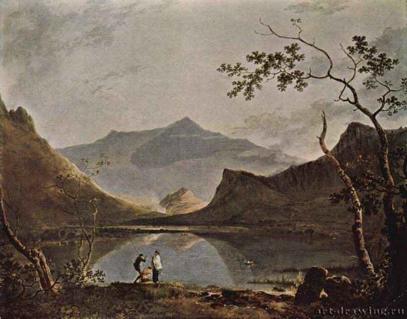 Вид на гору Сноудон с озером Нантел. 1766 - 100,3 x 127 см. Холст, масло. Романтизм. Великобритания. Ливерпуль. Картинная галерея Уокера.
