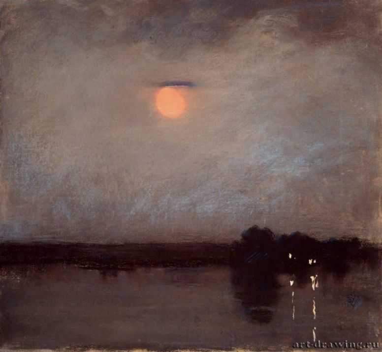 Теплая ночь, 1889 г. - Пастель, холст; 43,81 x 46,99 см. Музей изящных искусств. Бостон. США.