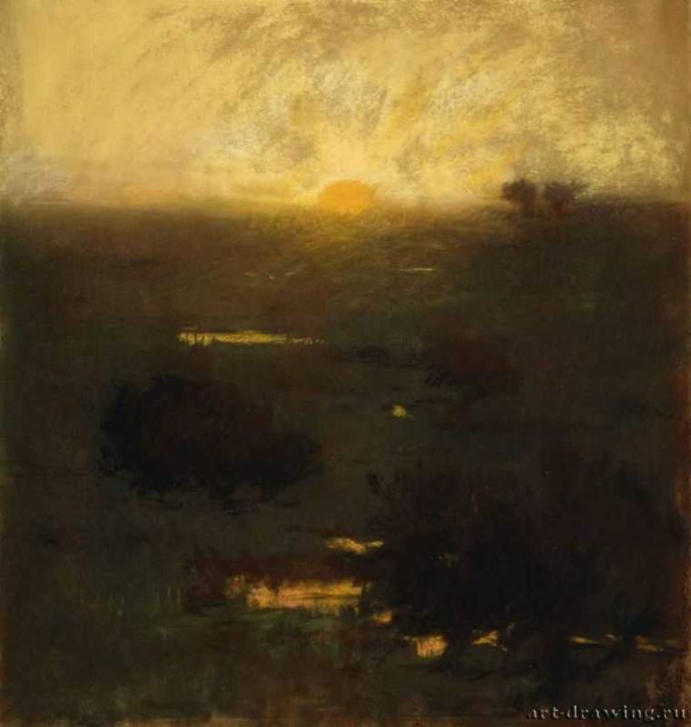 Закат, 1880 г. - Пастель, бумага; 41,91 x 39,37 см. Музей изящных искусств. Бостон. США.