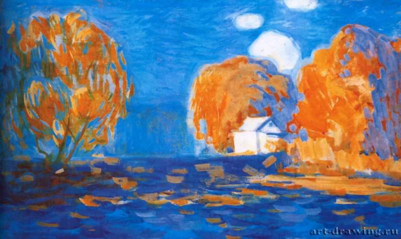 Золотая осень, 1908 - 1910 г. - Холст, темпера; 67,8 х 111 см. Частное собрание. Москва. Россия.