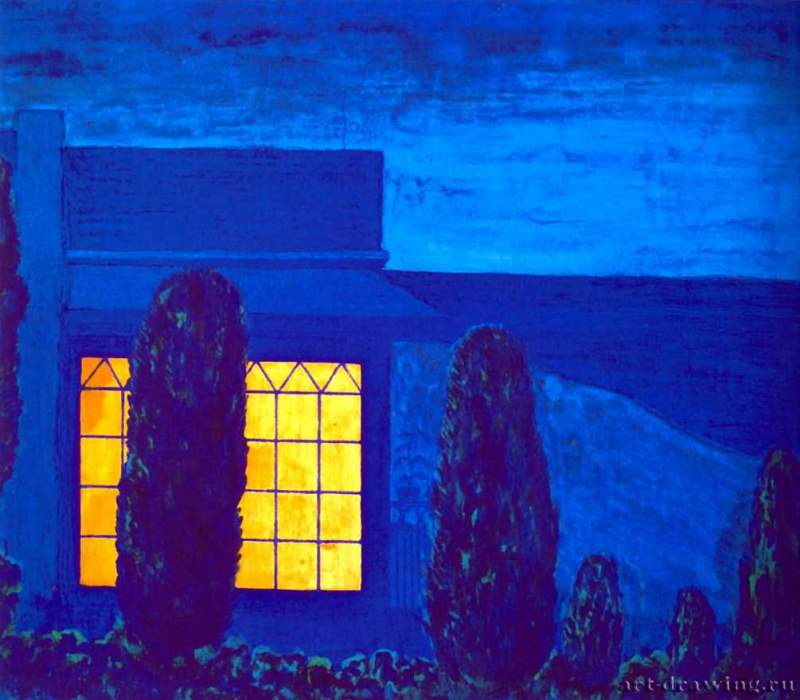 Дом Я. Жуковского в Кучук-Кое, 1910 г. - Холст, темпера. Собрание В.И. Палеева. Санкт-Петербург. Россия.