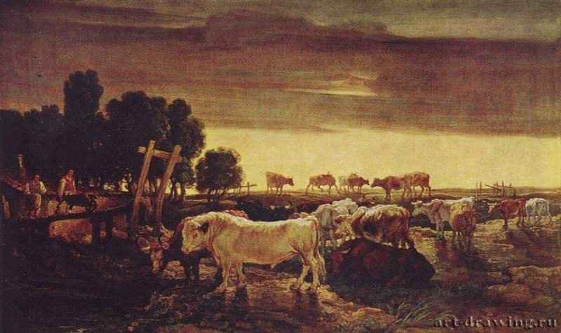 Риджентс-парк: коровье стадо. 1807 - 74 x 118 см. Холст, масло. Романтизм. Великобритания. Лондон. Галерея Тейт.