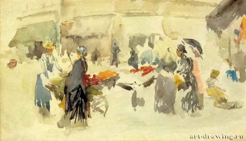 Цветочный рынок. 1885 г. - Акварель; 12,7 х 20,96 см. Галерея Фрир. Вашингтон. США.