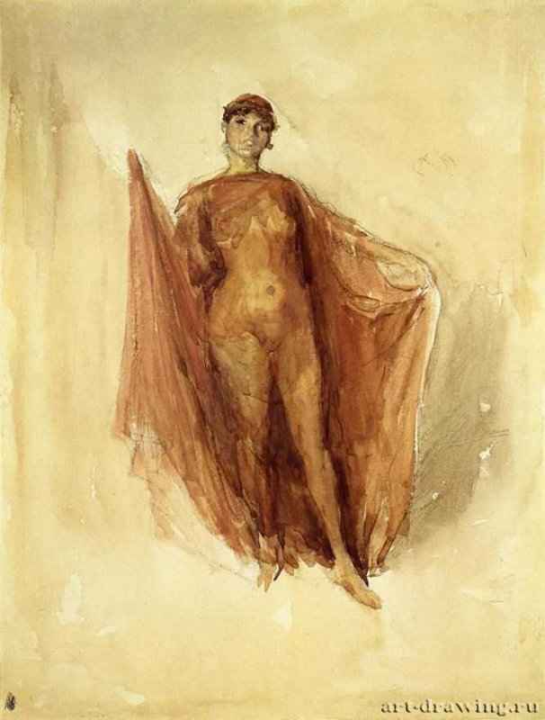 Танцующая девушка. 1885-1890 г. -  Акварель, карандаш, бумага; 29,7 х 22,4 см. Галерея Сесила Хиггинса. Бедфорд (Великобритания). США.