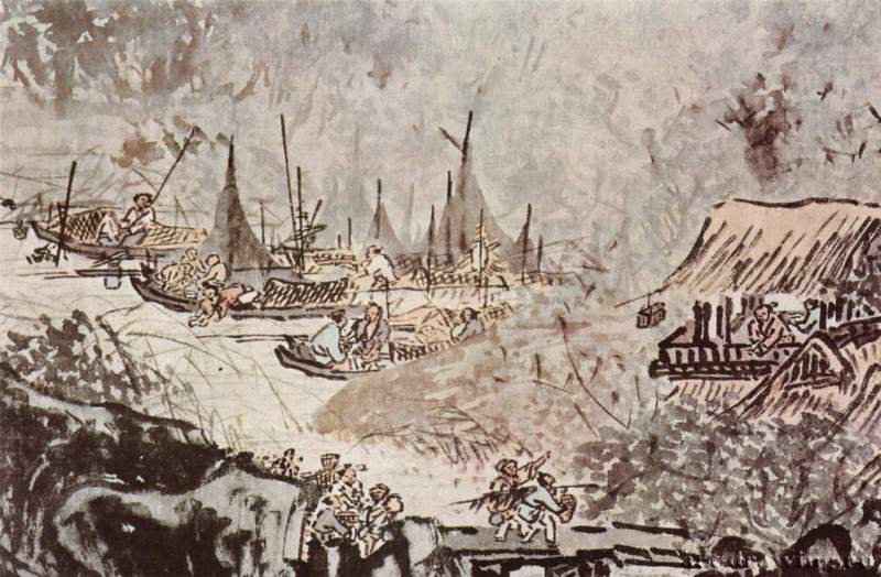 Развлечения в рыбацкой деревне. 1507-1508 - Высота 27,3 смБумага, тушь и краскиКитайВашингтон. Частное собраниеФрагмент свитка