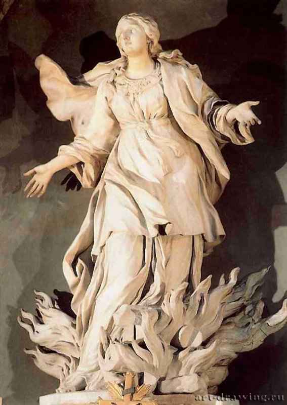 Сожжение святой Агнессы. 1660 - Мрамор. Рим. Санта Аньезе ин пьяцца Навона. Италия.