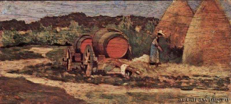 Красные бочки. 1868-1870 - 13 x 28,5 смДеревоРеализм, маккьяйолиИталияМилан. Собрание Юккера