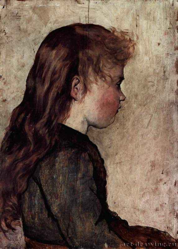 Портрет деревенской девушки в профиль. 1875-1877 - 40 x 29 смДеревоРеализм, маккьяйолиИталияТурин. Галерея современного искусства