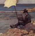 Сильвестро Лега, рисующий в Рива аль Маре. 1866-1867 - 12,5 x 28 смДеревоРеализм, маккьяйолиИталияМилан. Собрание Юккера