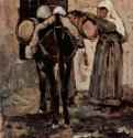 Монахиня и осёл. 1880-1890 - 24,5 x 17,5 смДеревоРеализм, маккьяйолиИталияГенуя. Собрание Тарагони