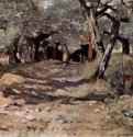 Просёлочная дорога в оливковой роще. 1890-1900 - 19 x 33 смДеревоРеализм, маккьяйолиИталияФлоренция. Галерея современного искусства