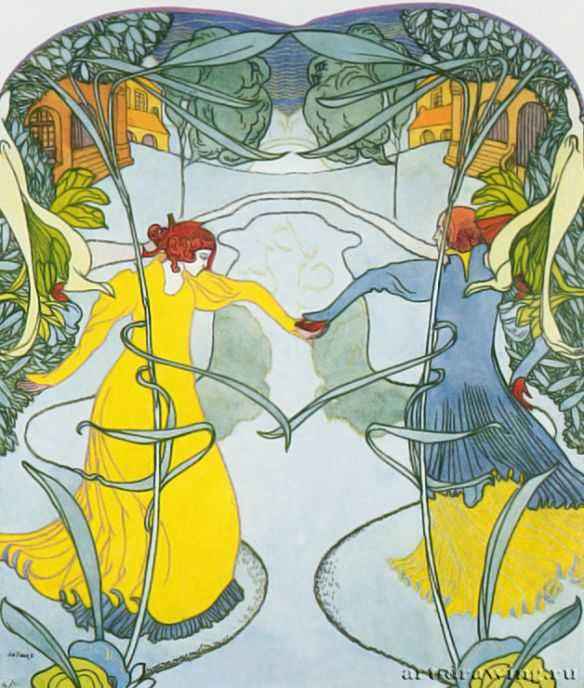 Хоровод. Из серии гуашей на тему стихотворений Бодлера, заказанных бароном Витта. - Гуашь, акварель. Лондон. Собрание Виктора и Греты Арвес. Франция.