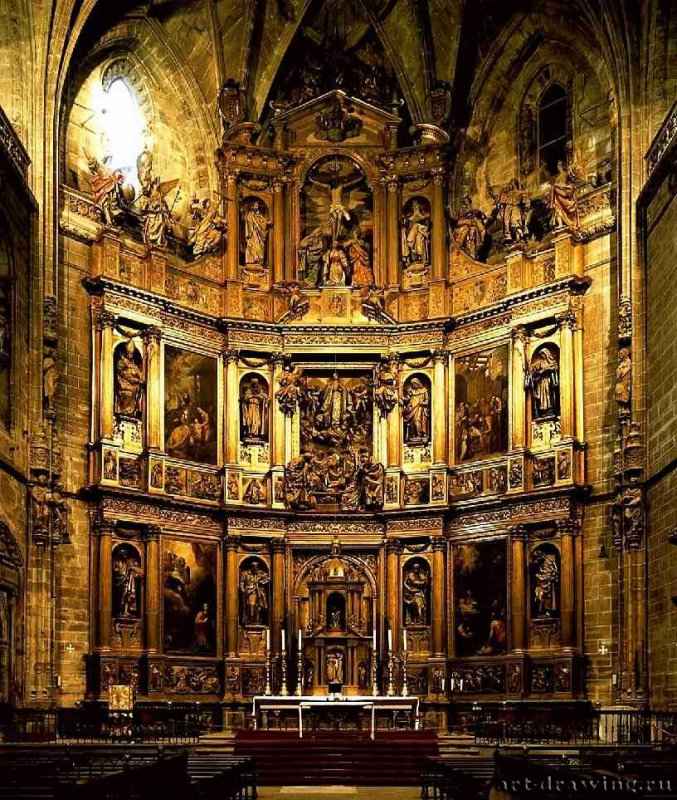 Алтарь. 1625-1632 - Ширина 1610 см. Окрашенное дерево. Паленсия. Кафедральный собор. Испания.