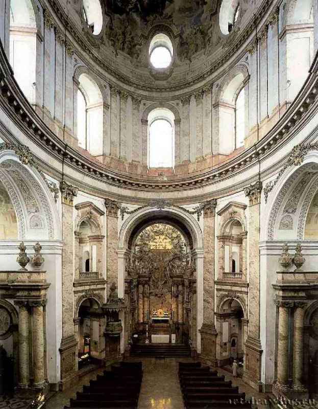 Церковь св. Карла Борромея. Интерьер. Начата в 1715 - Вена. Австрия.