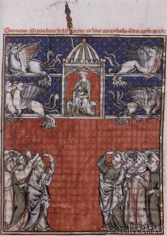 Histoire du bon roi Alexandre (Роман об Александре), сцена: Египетский фараон Нектанебус в кругу своих советников 13 век - ПергаментГотикаНидерланды (Фландрия)Берлин. Гравюрный кабинетМиниатюра в рукописи, фламандская школа