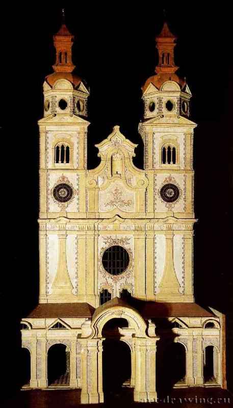 Модель фасада Брессанонского собора. 1746-1747 - 2600 х 1250 х 840. Раскрашенное дерево. Брессанон. Палаццо Весковиле. Италия.