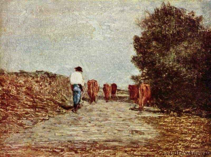 Дорога на пастбище. Вторая треть 19 века - Холст, маслоИмпрессионизмИталияТурин. Галерея Сабауда