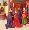 Часослов Этьена Шевалье, Встреча Марии и Елизаветы. 1452-1460 * - 16,5 x 12 смПергаментВозрождениеФранцияШантийи. Музей Конде
