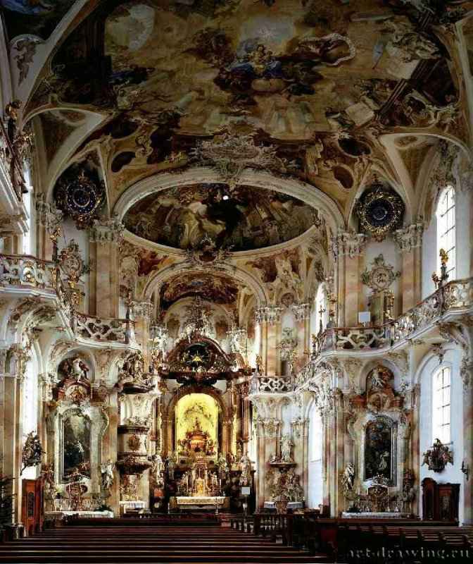 Паломническая церковь Девы. Интерьер. 1748-1750 - Бирнау. Германия.