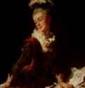 Портрет балерины Софи Жимар. 1770 - Холст, масло. Рококо. Франция. Париж. Лувр. Часть портретной серии балерины и светской дамы.