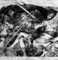 Эскиз ангельского концерта для росписи люнета. 1643 - 263 х 340 мм. Сангина, отмывка красным тоном, подсветка белым, на белой бумаге. Рим. Национальный кабинет гравюр. Италия.