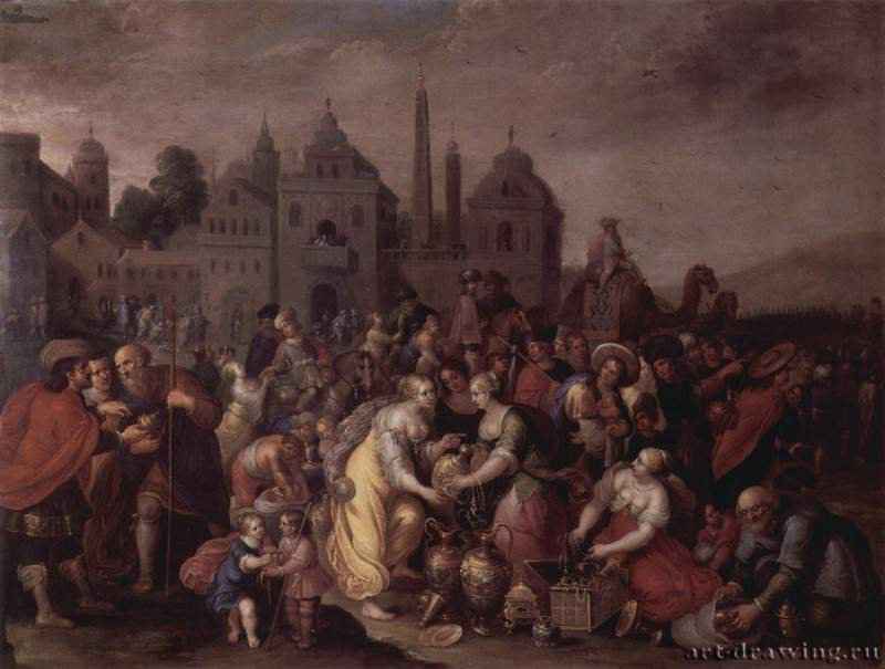 Золотые вазы египтян. 1600 - 48,5 x 65 см. Медь, масло. Маньеризм. Нидерланды (Фландрия). Рошель. Музей изящных искусств.