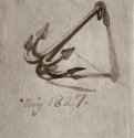 Якорь, 1827 - 206 x 128 мм. Карандаш, кисть сепией, на бело-серой бумаге. Осло. Национальная галерея.