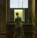Женщина у окна. 1822 - 44 x 37 см. Холст, масло. Романтизм. Германия. Берлин. Старая Национальная галерея.