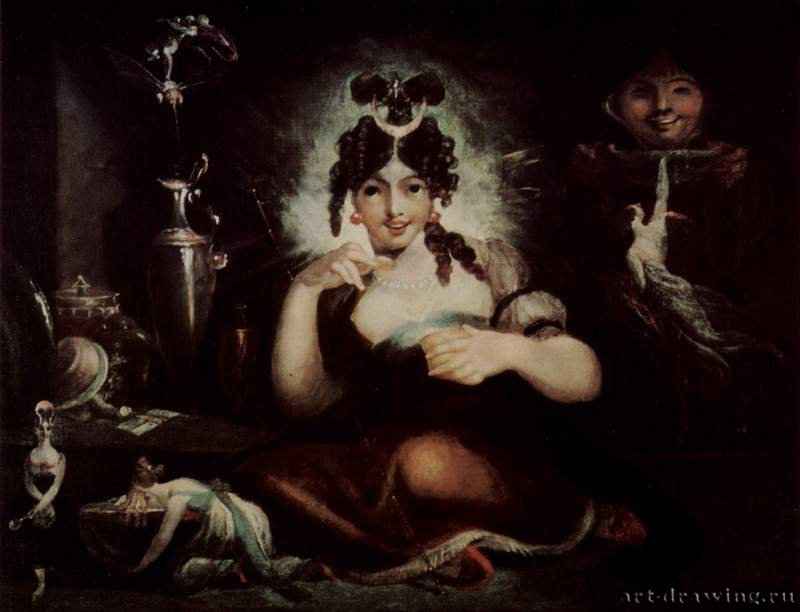 Царица фей Маб. 1815-1820 - 70 x 90 смХолст, маслоРомантизмШвейцария и ВеликобританияВашингтон. Библиотека ШекспираИллюстрация к поэме Мильтона "L'Allegro"