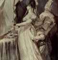 Дама у парикмахерского столика. 1800 - 1806 - 45 x 29,5 см. Картон, тушь, карандаш, акварель. Лондон. Собрание Бринслей Форд.
