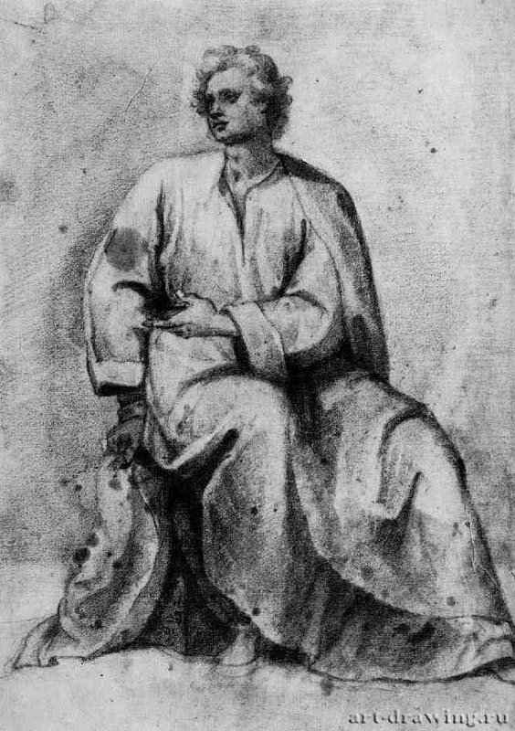 Сидящий юноша. 1621 - 389 х 268 мм. Сангина на белой бумаге. Рим. Национальный кабинет гравюр. Италия.