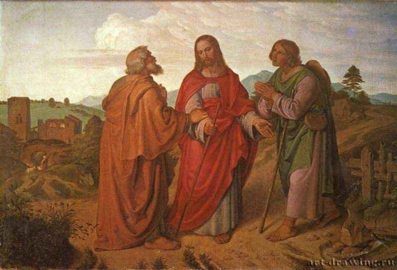 На пути в Эммаус. 1837 - 29 x 44 смХолст, маслоРомантизмГерманияБремен. Кунстхалле