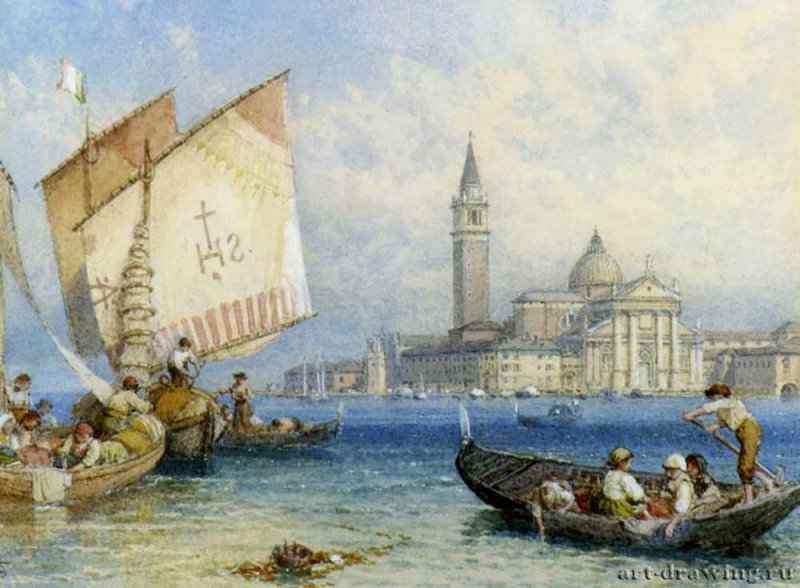 ан Джорджо Маджоре, Венеция. - Акварель, карандаш, белила; 5,2 x 20,3 см. Частное собрание.