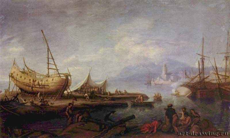 Береговой пейзаж. 1780 * - 33,5 x 52,5 смХолст, маслоКлассицизмГерманияГамбург. Кунстхалле